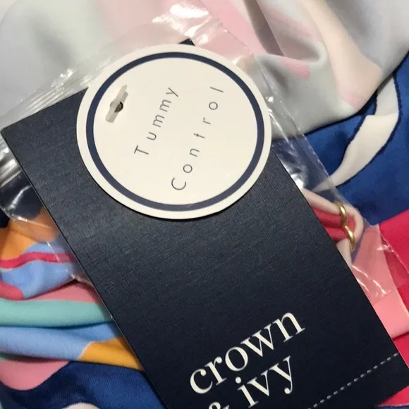 Crown & Ivy Women's Tropical Print Tankini Swim Top in Multicolor Large - Picture 9 of 9